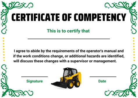 skid steer competency|skid steer loader operator certificate.